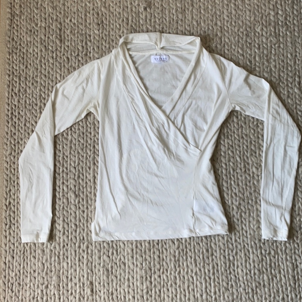 Cream cotton top with cross over front